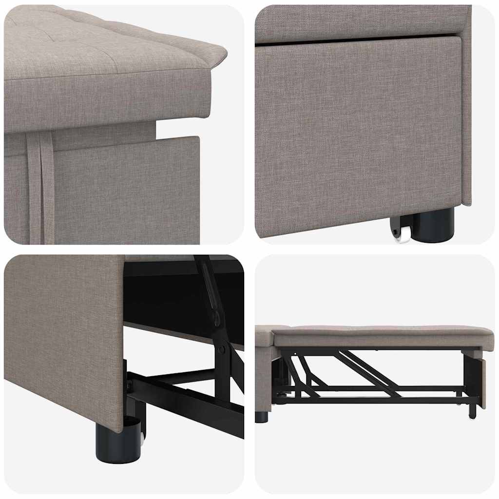 Sofa Bett Taupe 194 x 67 x 37 cm Stoff