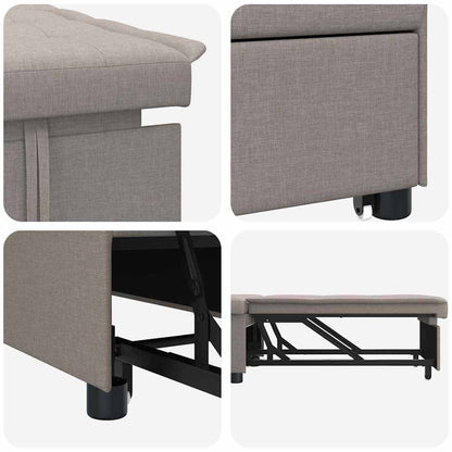 Sofa Bett Taupe 194 x 67 x 37 cm Stoff