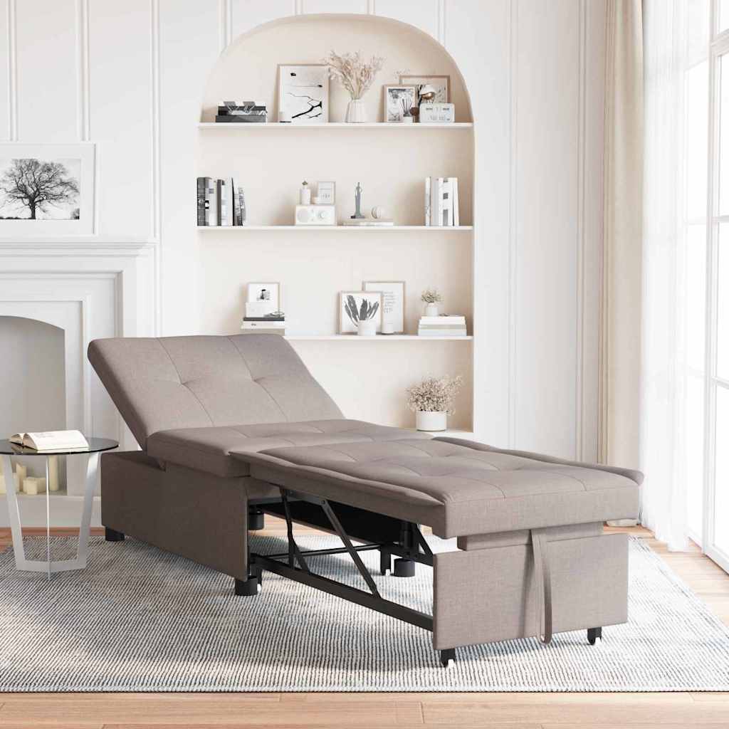 Sofa Bett Taupe 194 x 67 x 37 cm Stoff