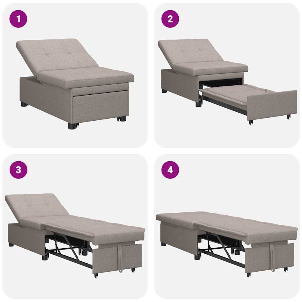 Sofa Bett Taupe 194 x 67 x 37 cm Stoff