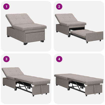 Sofa Bett Taupe 194 x 67 x 37 cm Stoff