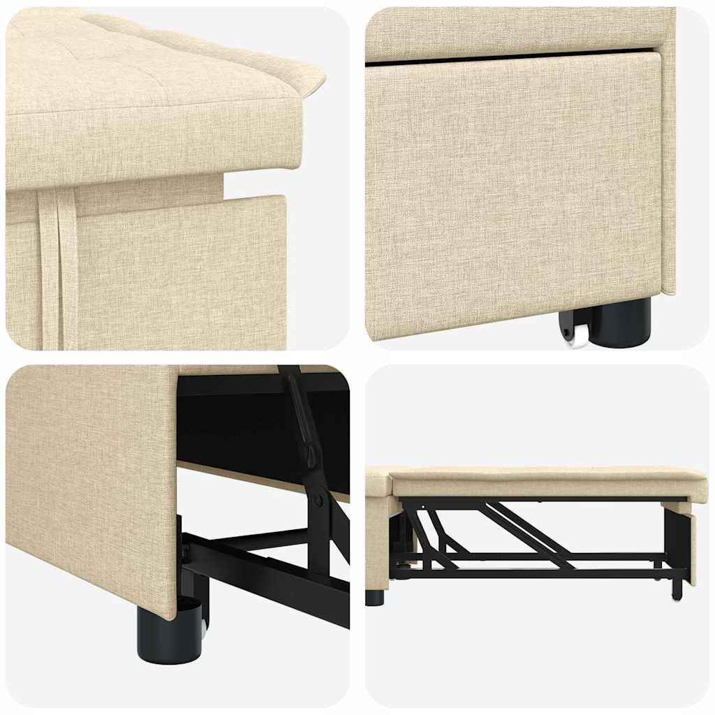 Sofa Bett Creme 194 x 67 x 37 cm Stoff