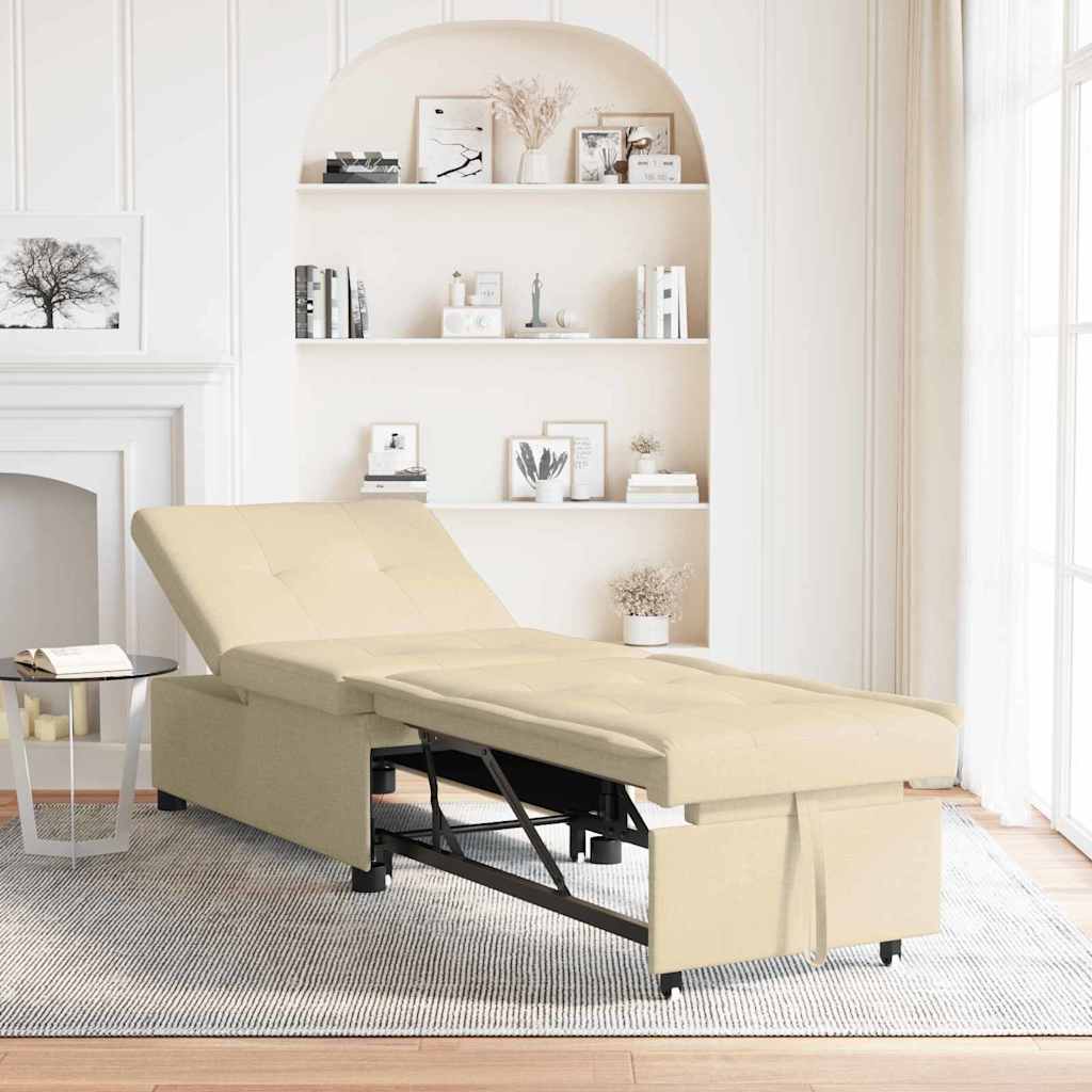Sofa Bett Creme 194 x 67 x 37 cm Stoff
