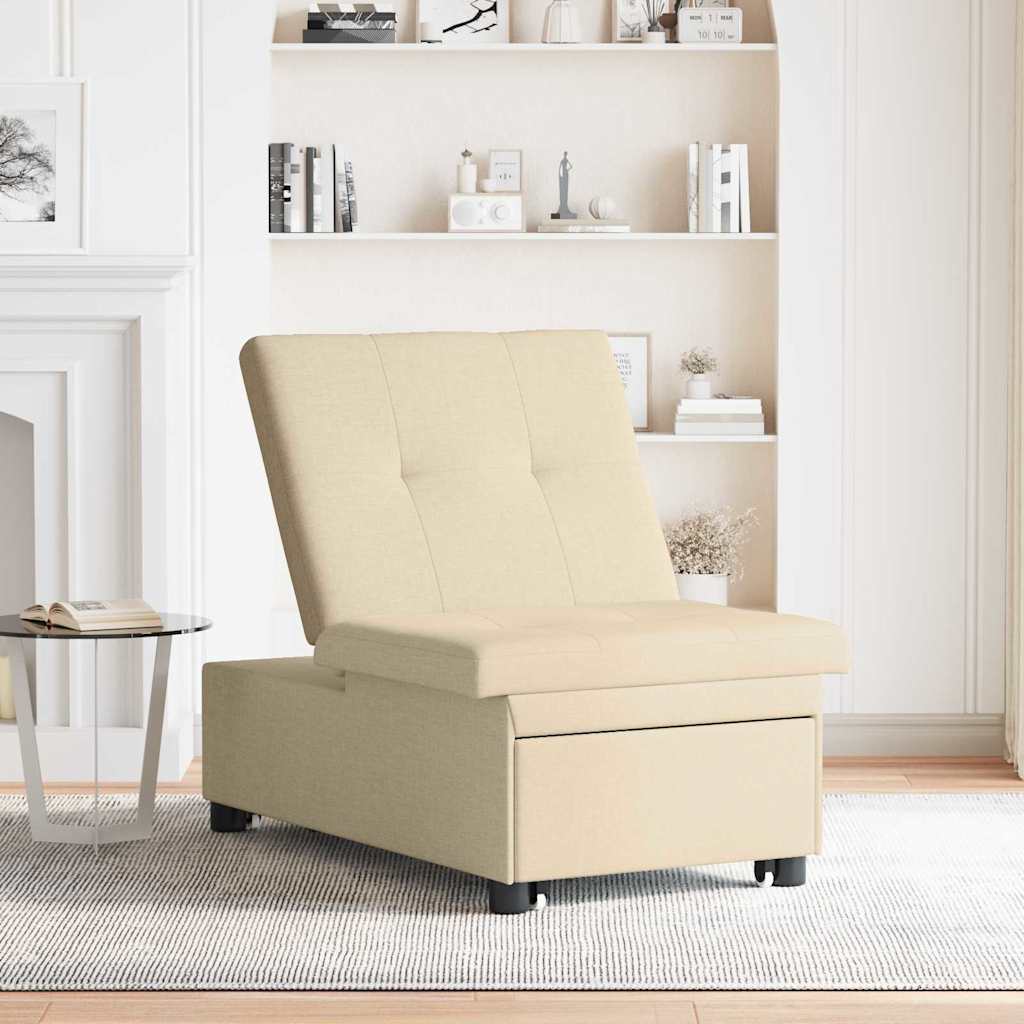 Sofa Bett Creme 194 x 67 x 37 cm Stoff