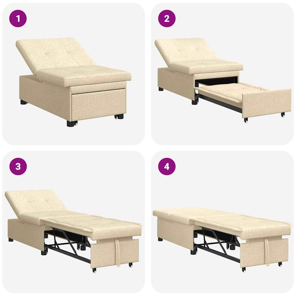 Sofa Bett Creme 194 x 67 x 37 cm Stoff