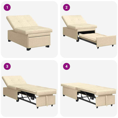 Sofa Bett Creme 194 x 67 x 37 cm Stoff