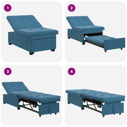 Schlafsofa Blau 67 x 194 x 38 cm Samt