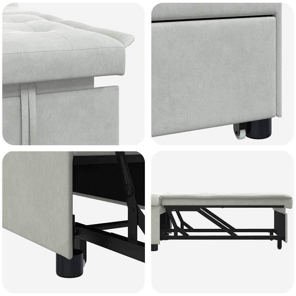 Schlafsofa Hellgrau 67 x 194 x 38 cm Samt