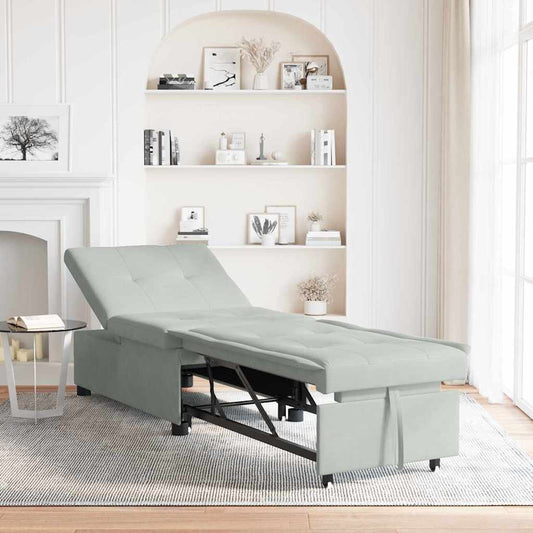 Schlafsofa Hellgrau 67 x 194 x 38 cm Samt
