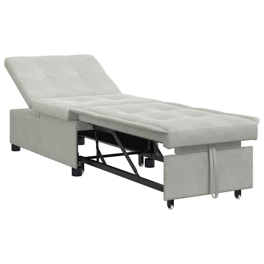 Schlafsofa Hellgrau 67 x 194 x 38 cm Samt