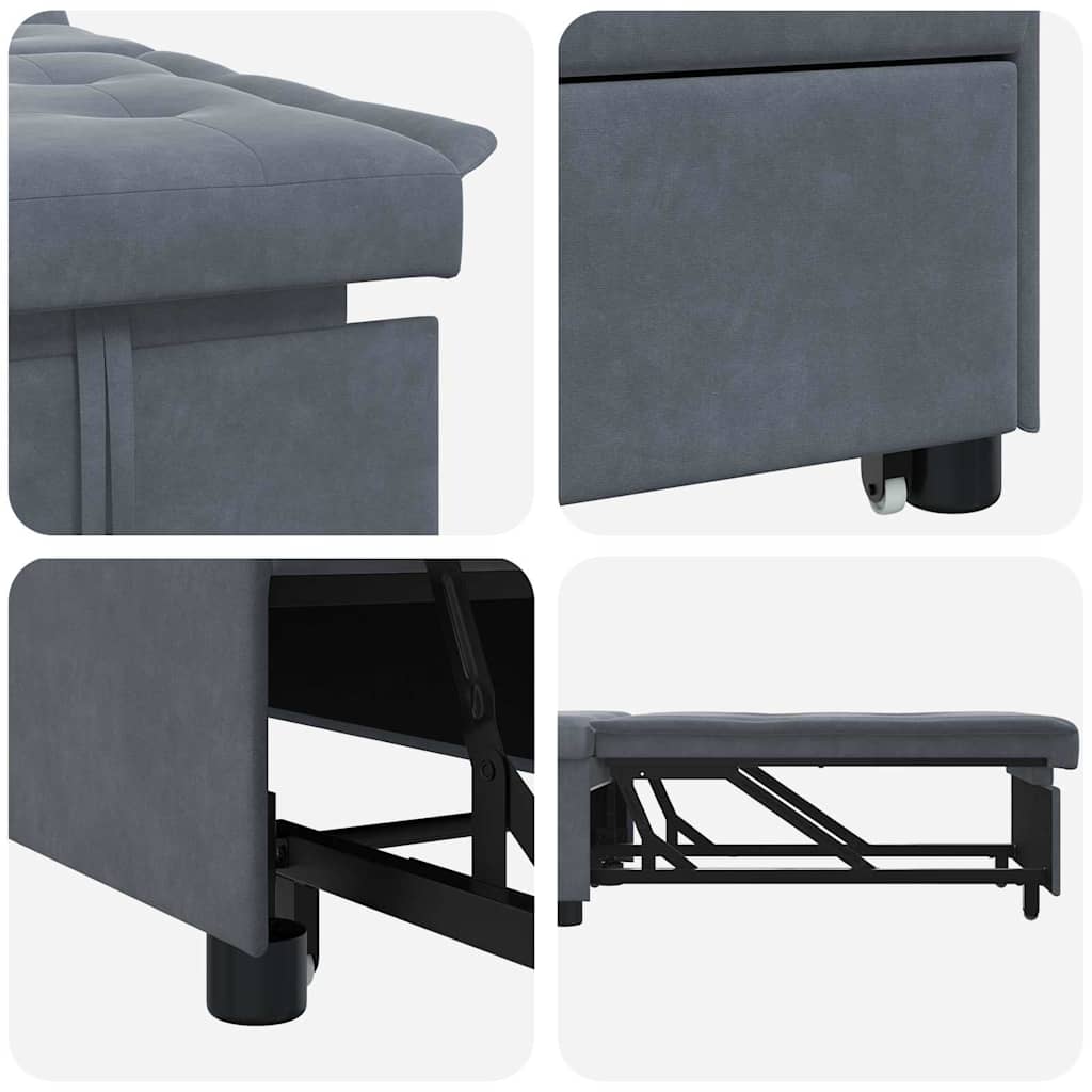 Schlafsofa Dunkelgrau 67 x 194 x 38 cm Samt