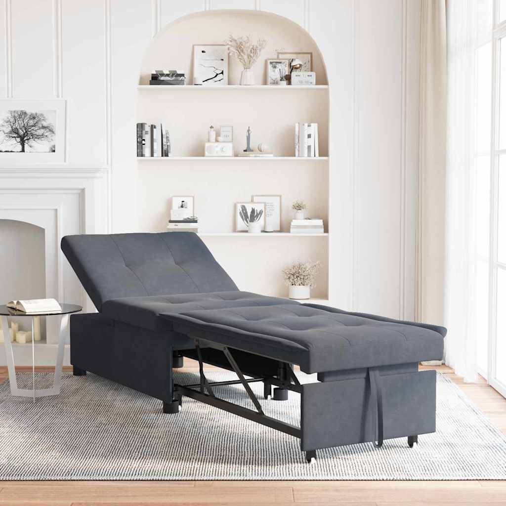 Schlafsofa Dunkelgrau 67 x 194 x 38 cm Samt