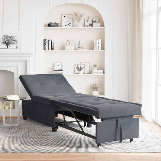 Schlafsofa Dunkelgrau 67 x 194 x 38 cm Samt