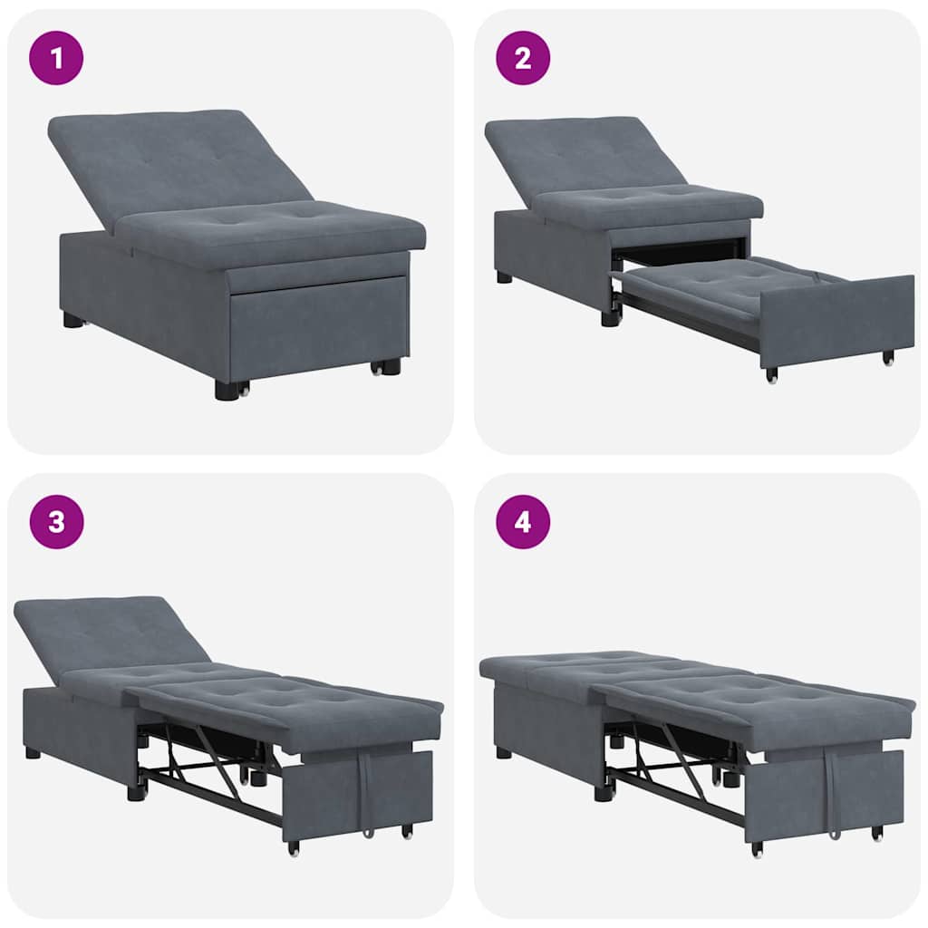 Schlafsofa Dunkelgrau 67 x 194 x 38 cm Samt