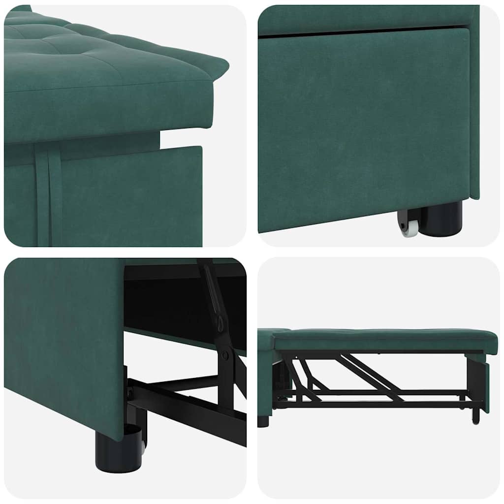 Schlafsofa Dunkelgrün 67 x 194 x 38 cm Samt