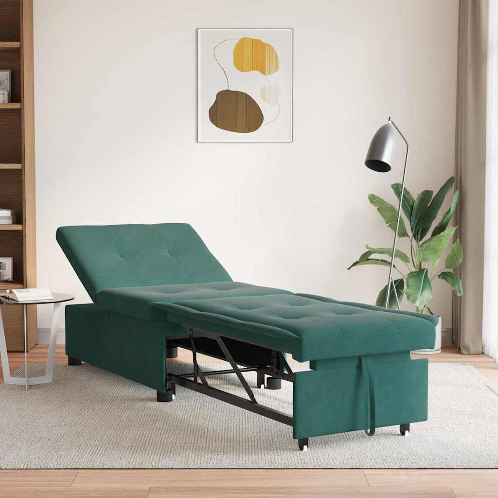 Schlafsofa Dunkelgrün 67 x 194 x 38 cm Samt