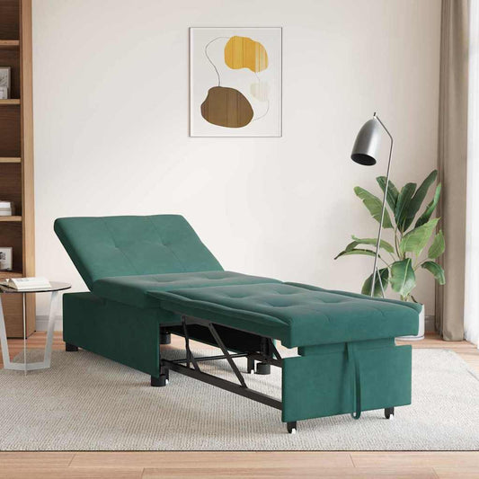 Schlafsofa Dunkelgrün 67 x 194 x 38 cm Samt