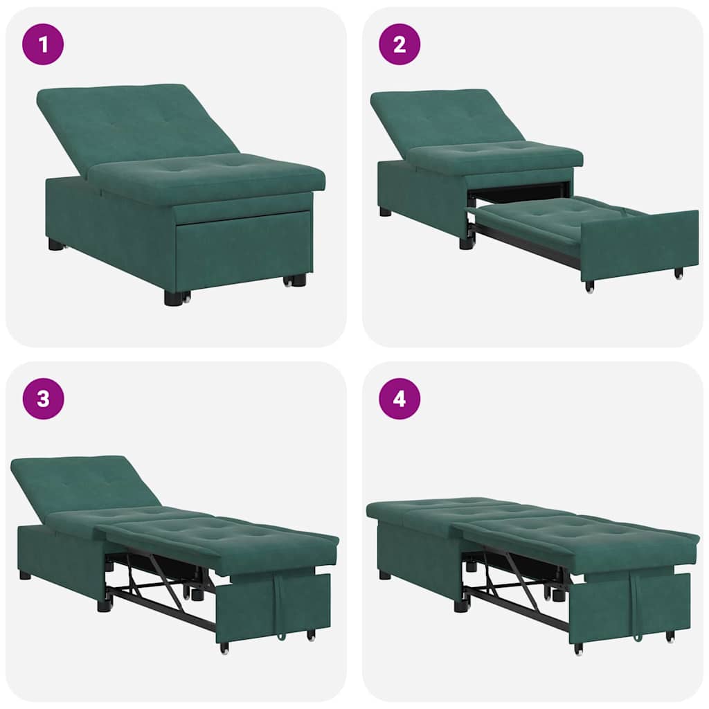 Schlafsofa Dunkelgrün 67 x 194 x 38 cm Samt