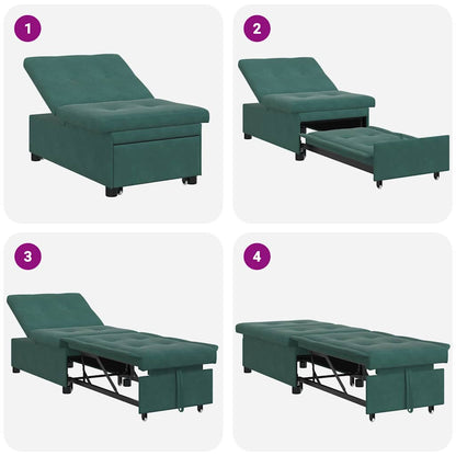 Schlafsofa Dunkelgrün 67 x 194 x 38 cm Samt