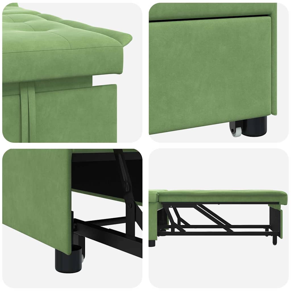 Schlafsofa Hellgrün 67 x 194 x 38 cm Samt