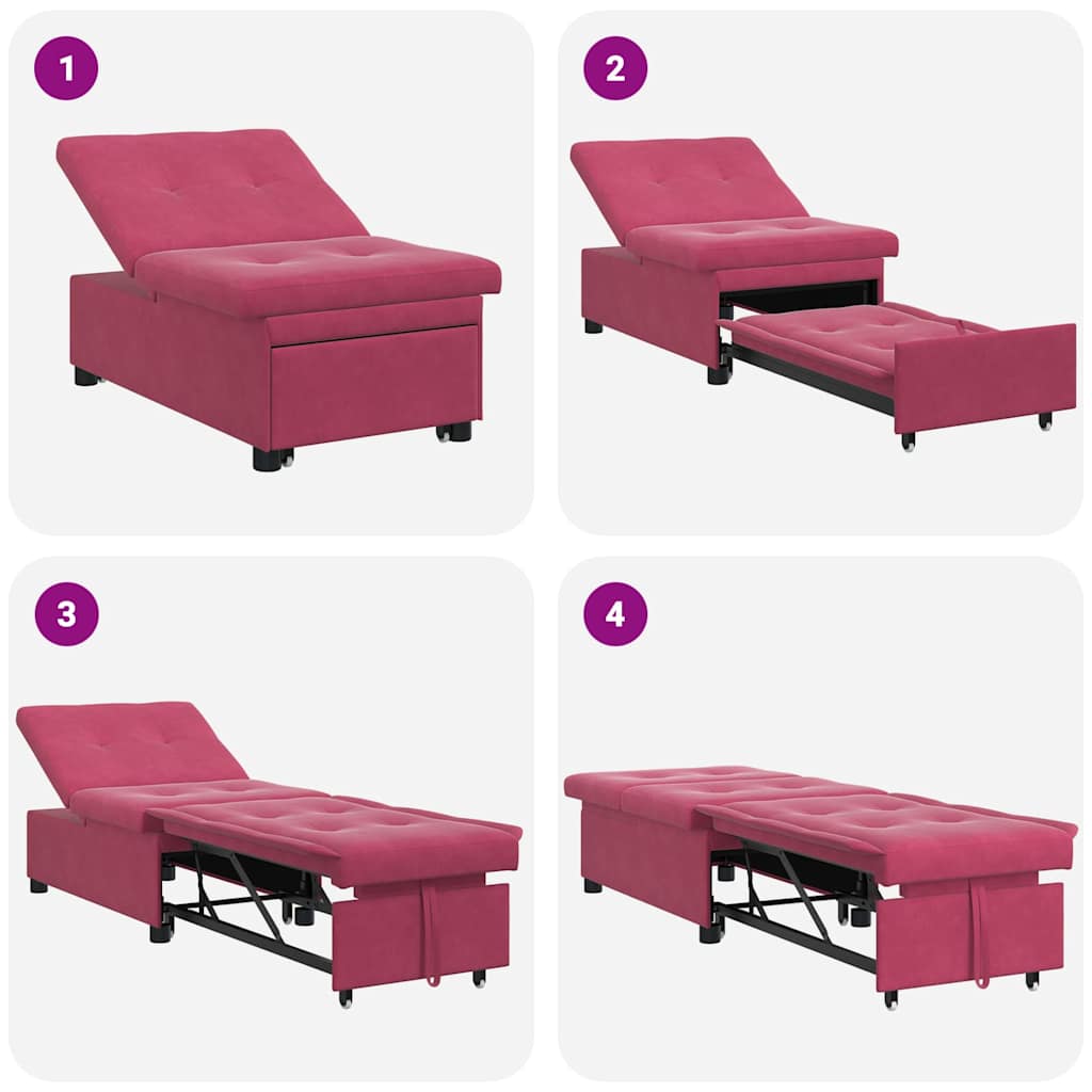 Schlafsofa Weinrot 67 x 194 x 38 cm Samt