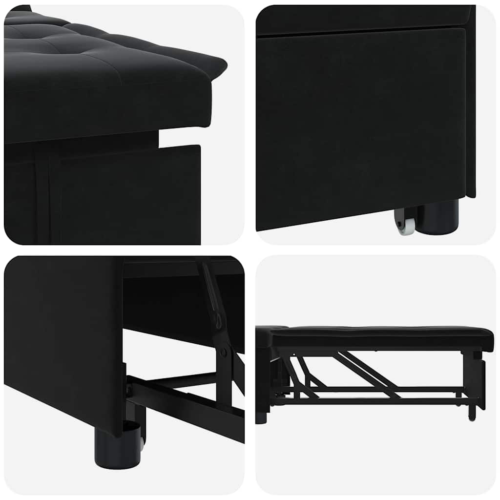Schlafsofa Schwarz 67 x 194 x 38 cm Samt