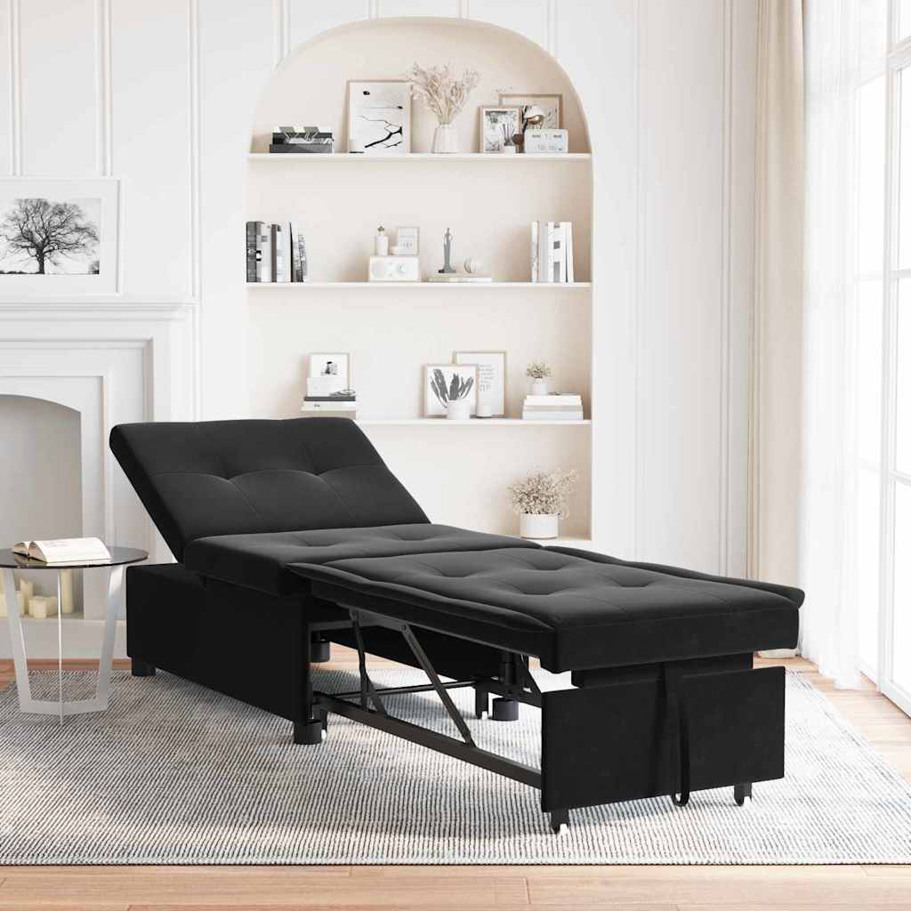 Schlafsofa Schwarz 67 x 194 x 38 cm Samt