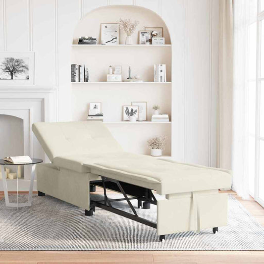 Schlafsofa Creme 67 x 194 x 38 cm Samt
