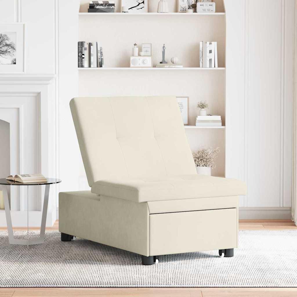 Schlafsofa Creme 67 x 194 x 38 cm Samt