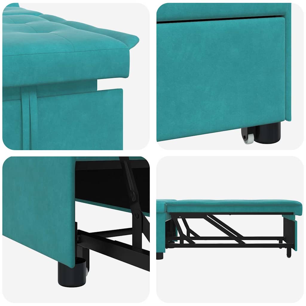 Schlafsofa Türkis 67 x 194 x 38 cm Samt