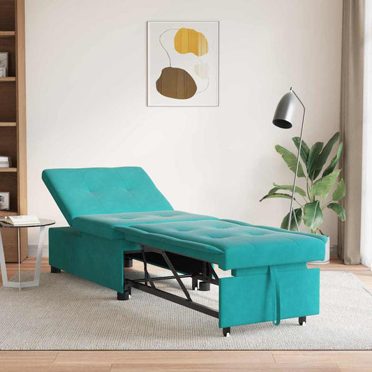 Schlafsofa Türkis 67 x 194 x 38 cm Samt