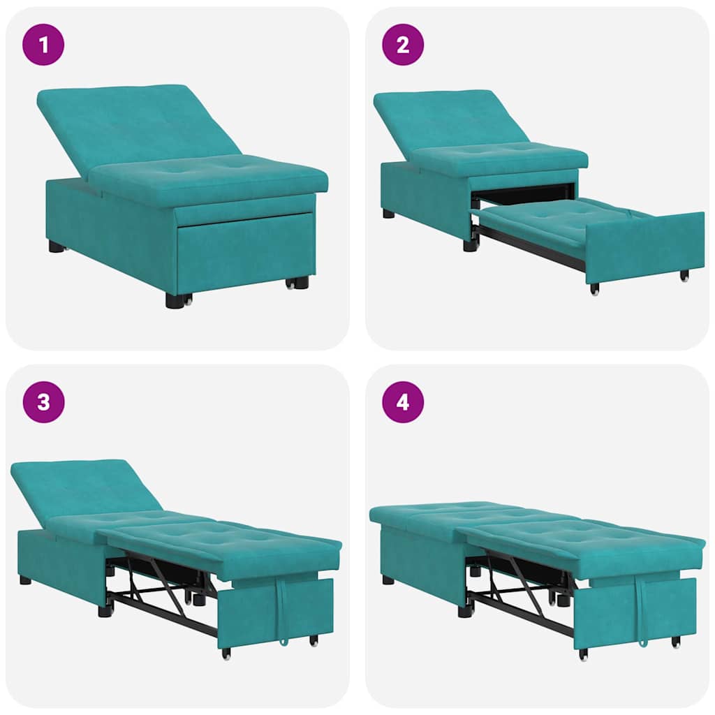 Schlafsofa Türkis 67 x 194 x 38 cm Samt