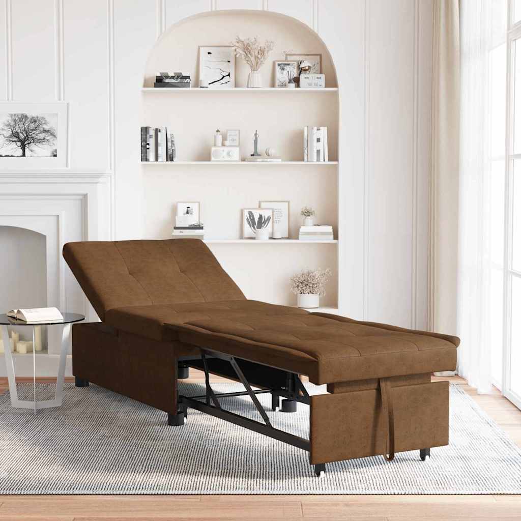 Schlafsofa Braun 67 x 194 x 38 cm Faux Wildleder