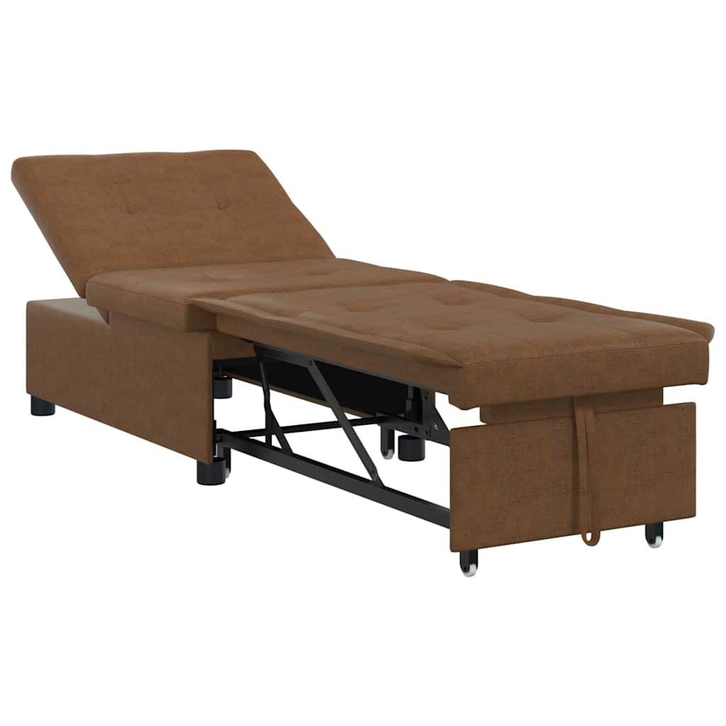 Schlafsofa Braun 67 x 194 x 38 cm Faux Wildleder