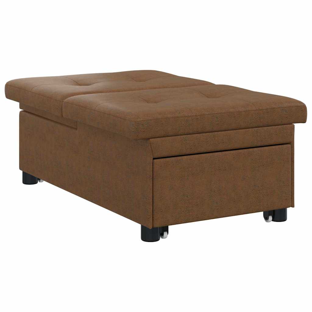 Schlafsofa Braun 67 x 194 x 38 cm Faux Wildleder