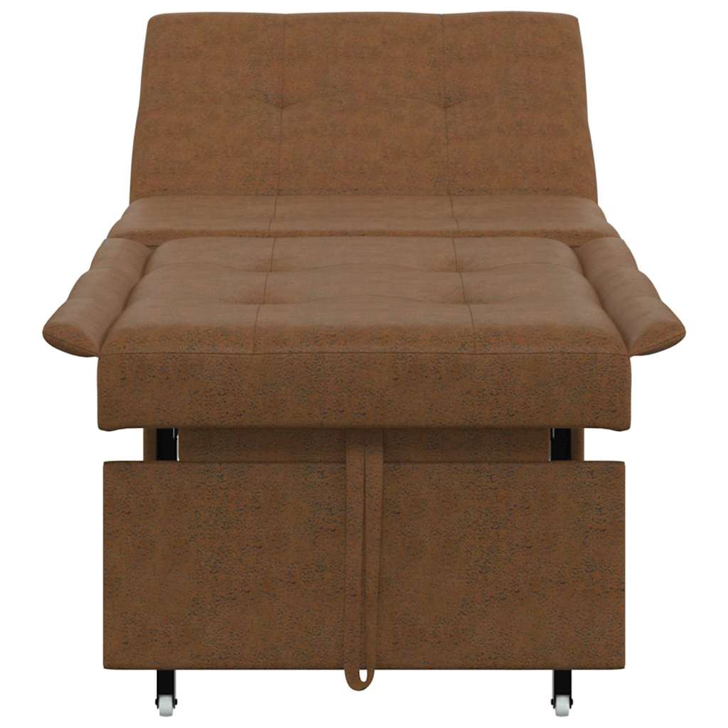 Schlafsofa Braun 67 x 194 x 38 cm Faux Wildleder
