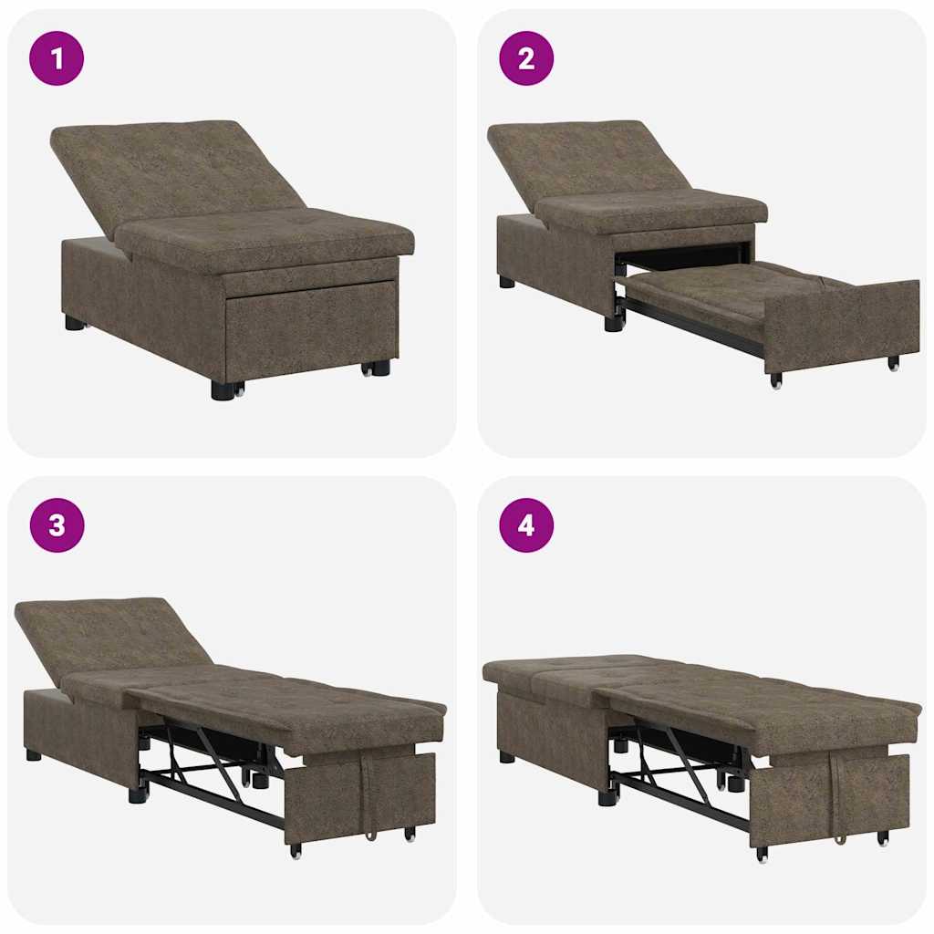 Schlafsofa Armeegrün 67 x 194 x 38 cm Faux Wildleder
