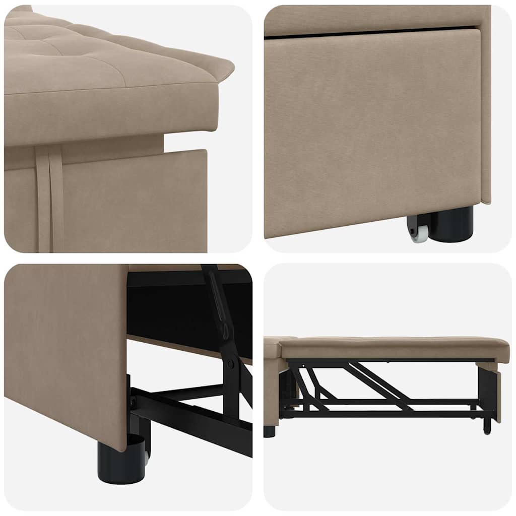 Sofa Bett mit Kissen Taupe 67 x 194 x 82 cm Sperrholz