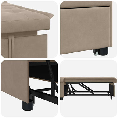 Sofa Bett mit Kissen Taupe 67 x 194 x 82 cm Sperrholz