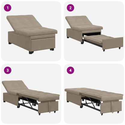 Sofa Bett mit Kissen Taupe 67 x 194 x 82 cm Sperrholz