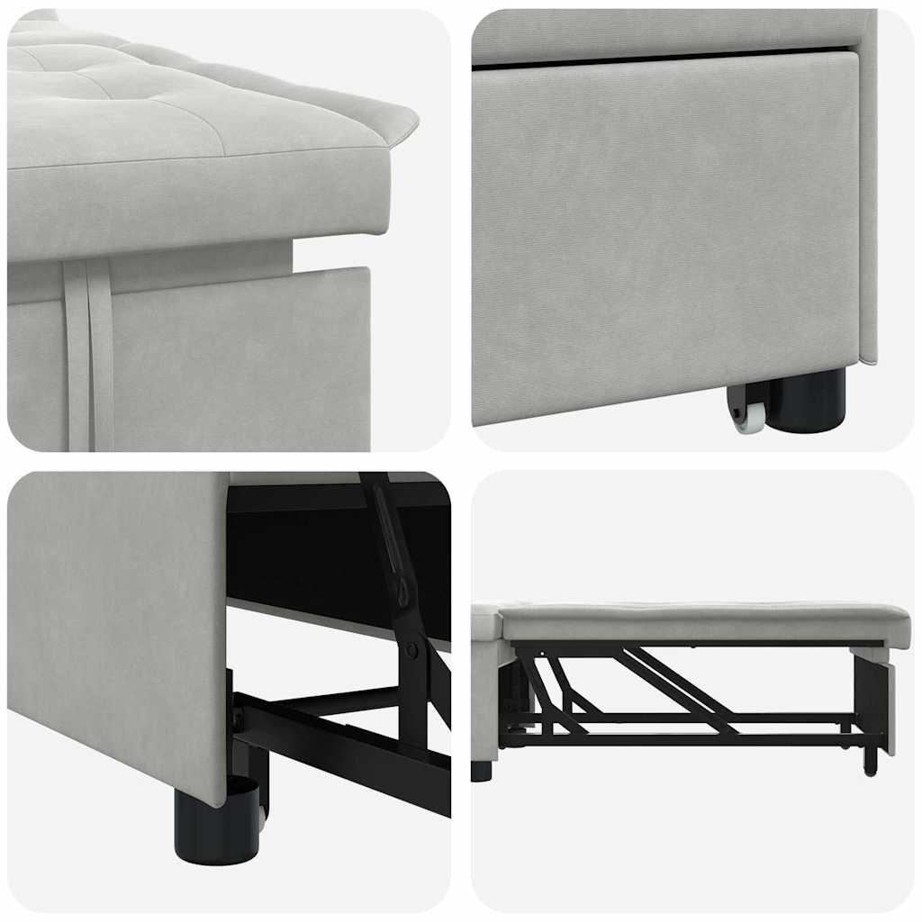 Sofa Bett mit Kissen Hellgrau 67 x 194 x 82 cm Mikrofaserstoff