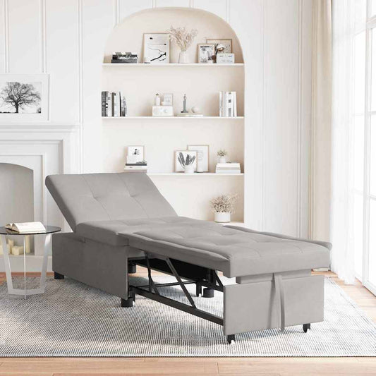 Sofa Bett mit Kissen Hellgrau 67 x 194 x 82 cm Mikrofaserstoff