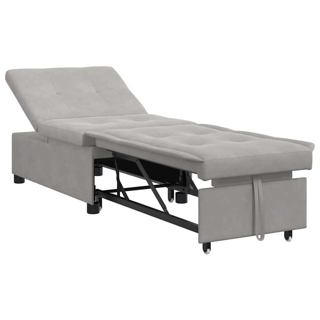 Sofa Bett mit Kissen Hellgrau 67 x 194 x 82 cm Mikrofaserstoff