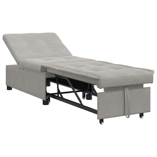 Sofa Bett mit Kissen Hellgrau 67 x 194 x 82 cm Mikrofaserstoff