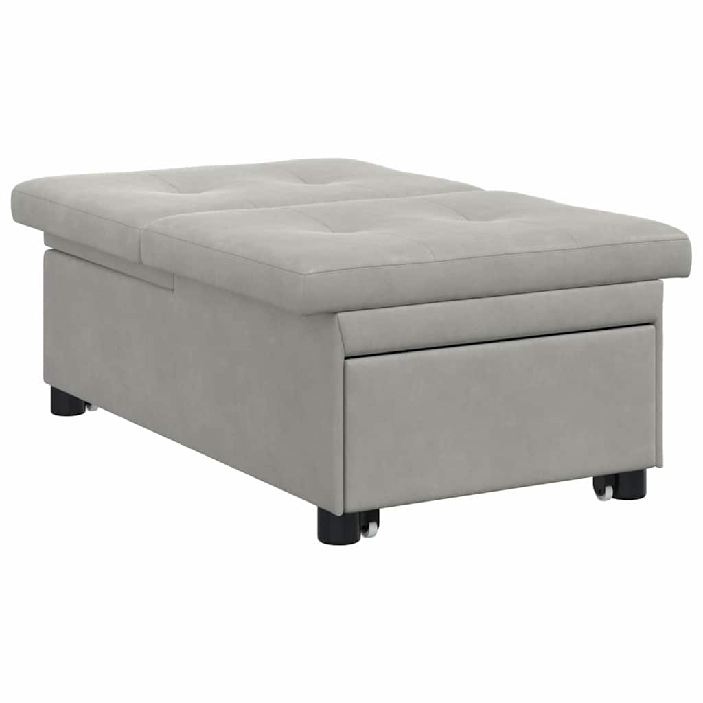 Sofa Bett mit Kissen Hellgrau 67 x 194 x 82 cm Mikrofaserstoff