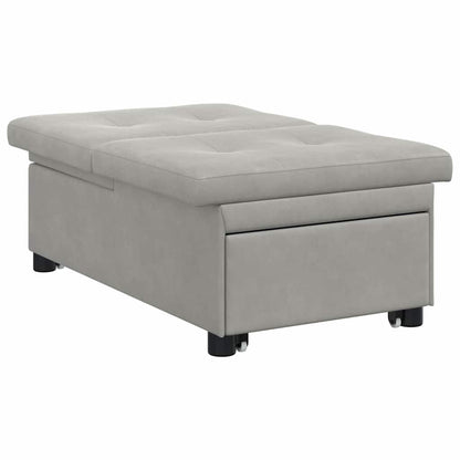 Sofa Bett mit Kissen Hellgrau 67 x 194 x 82 cm Mikrofaserstoff