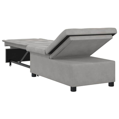 Sofa Bett mit Kissen Hellgrau 67 x 194 x 82 cm Mikrofaserstoff