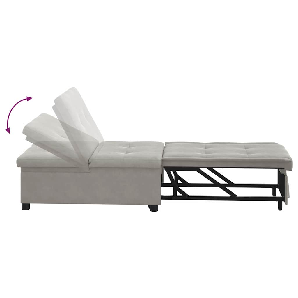 Sofa Bett mit Kissen Hellgrau 67 x 194 x 82 cm Mikrofaserstoff