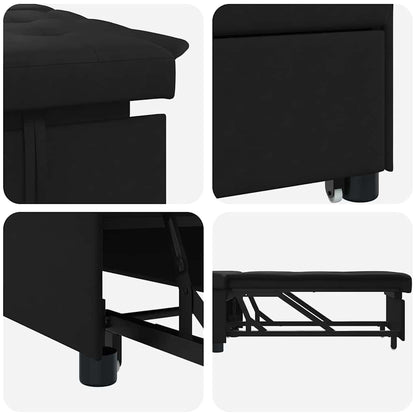 Sofa Bett mit Kissen Schwarz 67 x 194 x 82 cm Sperrholz