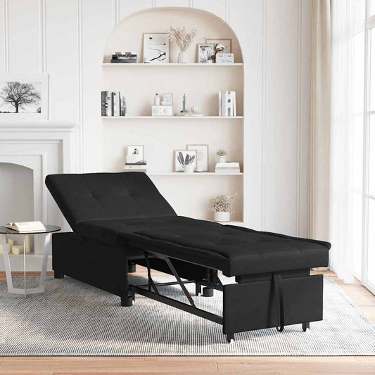 Sofa Bett mit Kissen Schwarz 67 x 194 x 82 cm Sperrholz